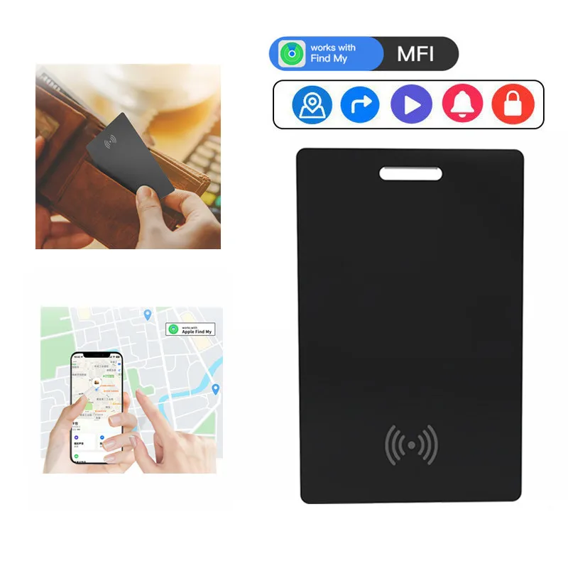 Ultra-thin Wallet Tracker Card Airtag GPS Locator Smart Tag Work With Find My APP Bluetooth Search Finder Device Wireless Charge
