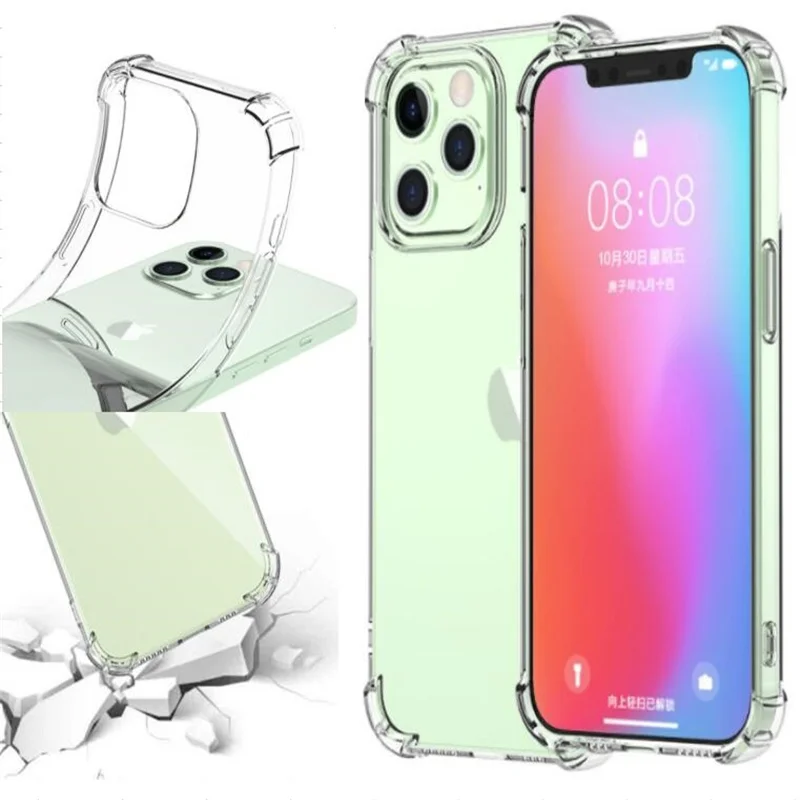 50pcs Utral Thin TPU Soft Transparent Clear Anti Shock Case Cover Cases For Iphone 16 15 13 14 12 11 pro max 6 7 8 plus x xr xs