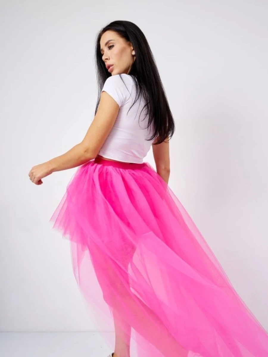 MisShow Karnevals-Tutu-Röcke, hoch-geschnittener, geschichteter, bauschiger Tüll-Petticoat, Fuchsia, elastische Taille, Rockabilly-Karneval-Party-Halbrock – Detail 15