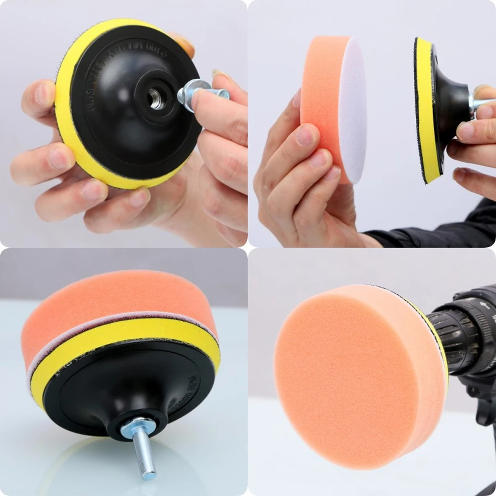 3/4/5 inch Car Buffing Pads Sponge Foam Kit Reusable Car Polisher Pads Kit Buffer Drill Wheel Polisher for Auto Remove Scratches