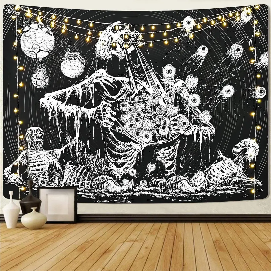 Tapestry Decor Hippie Skull Tapestry Psychedelic Mushroom Gothic Tapestry Colorful Psychedelic Wall Decor Art Aesthetic Home Decor Tapestries