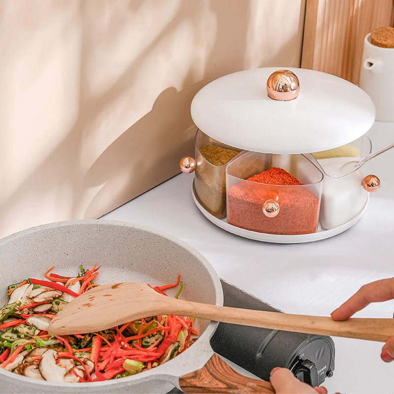 Kitchen Multifunctional Spice Dispenser 360 Rotating Large Capacity Spice Seasoning Box