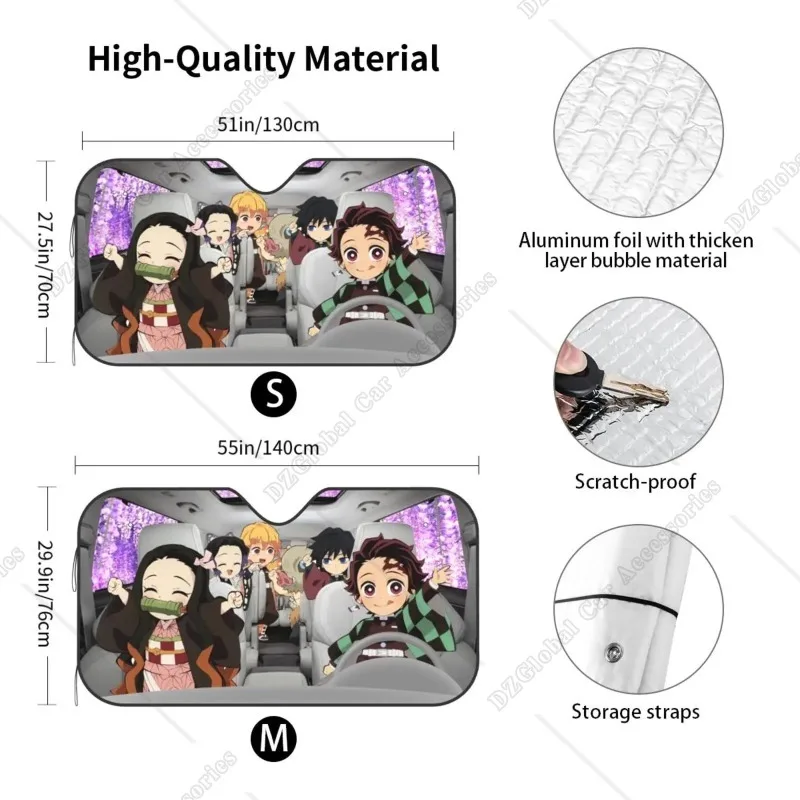 Anime Characters Windshield Car Sun Shade Accessories Foldable Blocks UV Sunshade for Vehicle SUV Protector