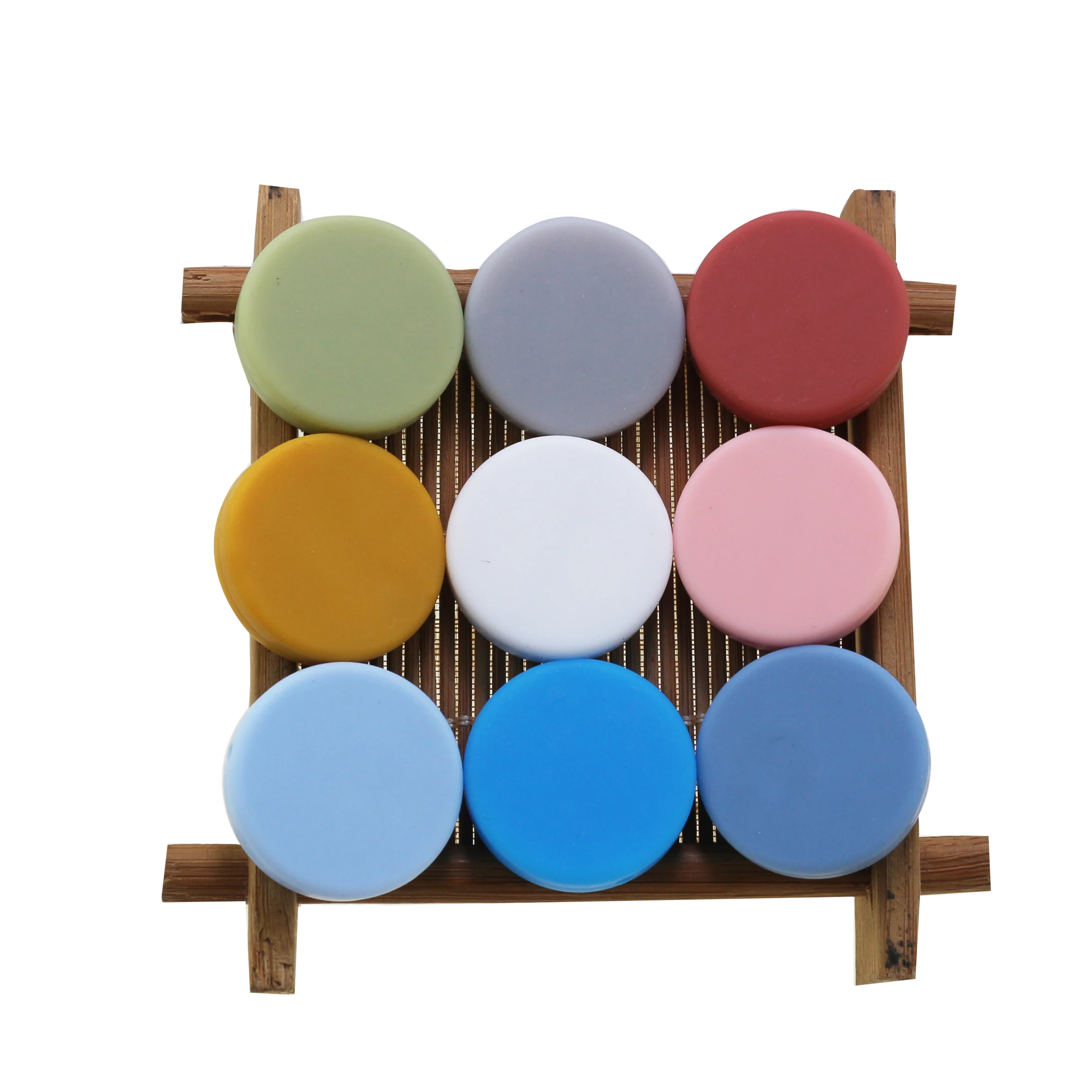 New Arrival 10Pcs Wood White Flat Coin Silicone Beads Round
