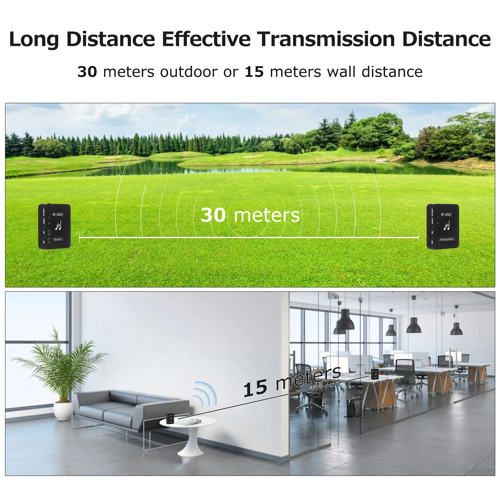 wireless earphone monitor M-VAVE WP-10 2.4GHz Wireless Earphone Monitor Transmission System Rechargeable Transmitter & Receiver