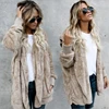 Autumn Winter Double Fleece Cardigan Jacket Women Solid Color Long Sleeve Plush Warm Hooded Lady Jacket Oversized Outerwear Coat 1