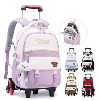 Children School Rolling Backpacks School bags for Girls Trolley Bag with Wheels Waterproof School Bag Student Wheeled Backpack 1