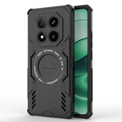 Enhanced Armor Shockproof Magnetic Holder Phone Case Cover for Redmi Note 14 Pro 4G (HKdj-Black)