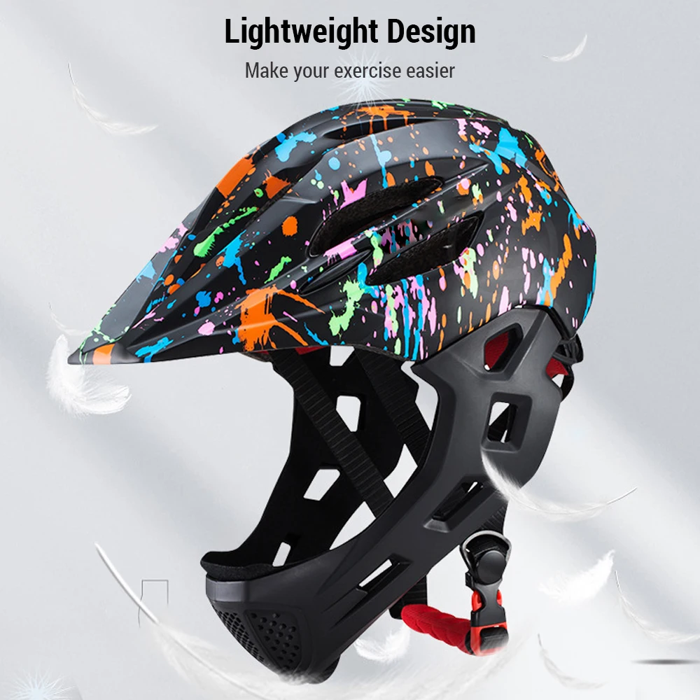 Adjustable Breathable Kids Bike Helmets Toddler Lightweight Full Face Bicycle Helmet with LED Light 16 Openings for 46-54cm Head 1