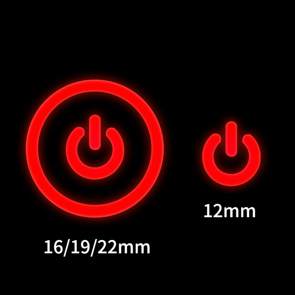 thumbnail image 1 of Interruptor pulsador de metal de 12 mm, 16 mm, 19 mm y 22 mm con cabeza plana, 1 NO, 1 NC, luz LED de arranque y parada, rojo, naranja, azul, verde, blanco, 3 V, 12 V, 24 V, 110 V, 1 of 5