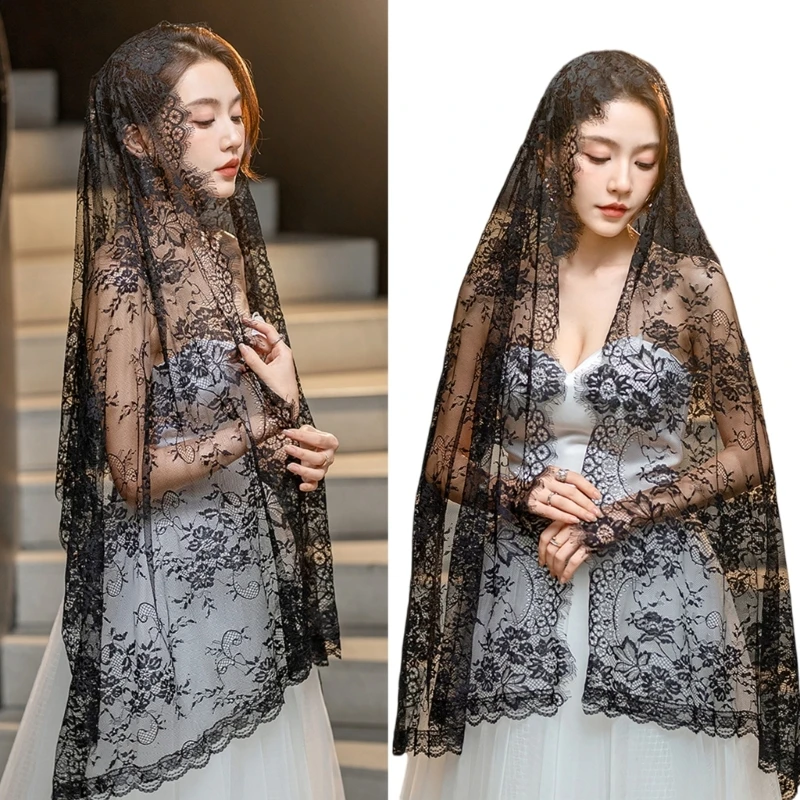 Muslims Lace Wedding Veils Bride Head Covering For Women