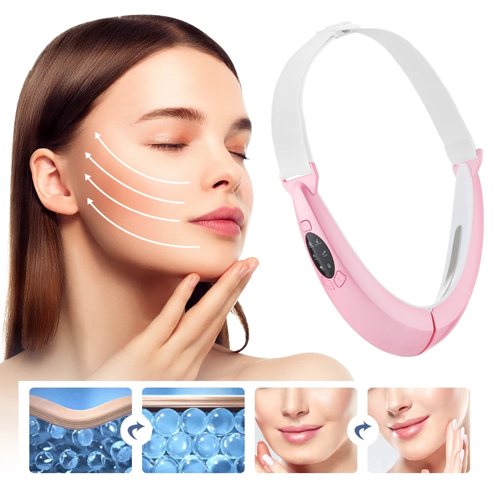 Microcurrent Face Lifting Machine V Face Double Chin Remover Ems Massaggiatore Facciale Impacco Caldo Dispositivo Di Bellezza Per Il Ringiovanimento D