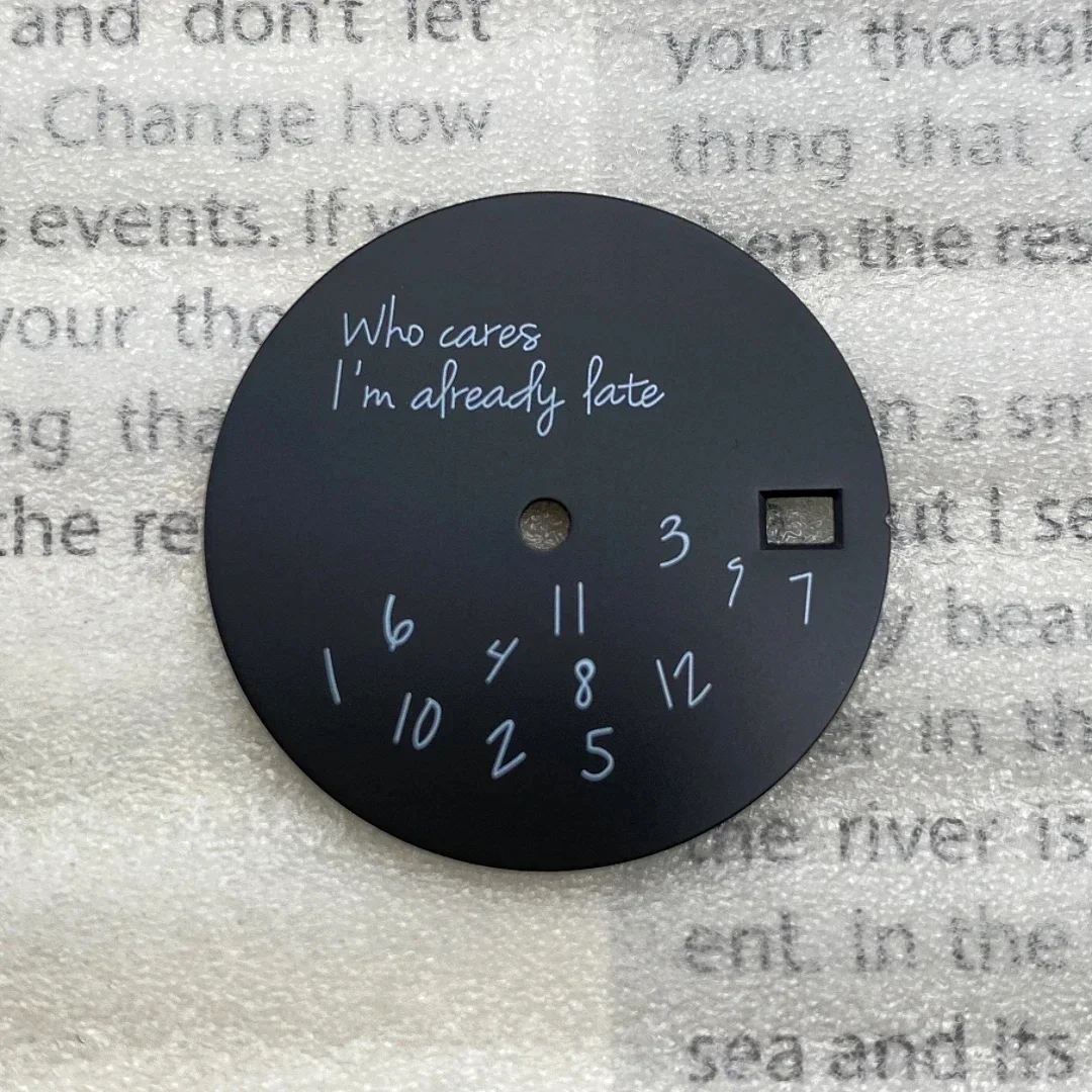 Sleek 28.5mm DIY Watch Dial – Bold 'It's Already Late' Design