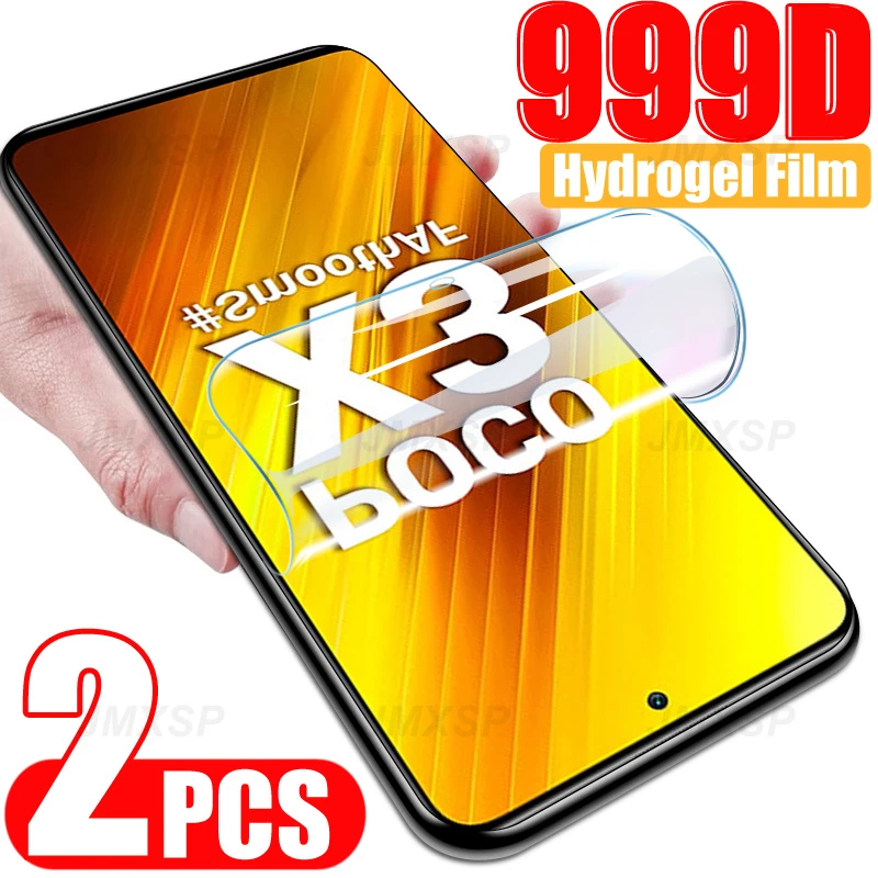 best phone screen protector 2Pcs Full Cover Hydrogel Film For Xiaomi Poco X3 M3 M2 F2 M4 Pro Screen Protector For Xiaomi Poco X3 X4 NFC F3 GT F1 X2 C3 Film best screen guard for mobile