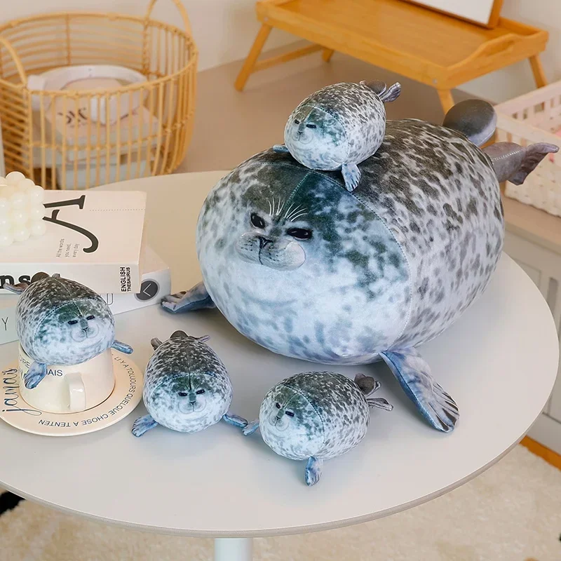 Cute Chubby Blob White Seal Plush Pillow,Stuffed Animal Seal Plushie Toy Cotton Plushy Ocean Gray 16 Inch - View #3