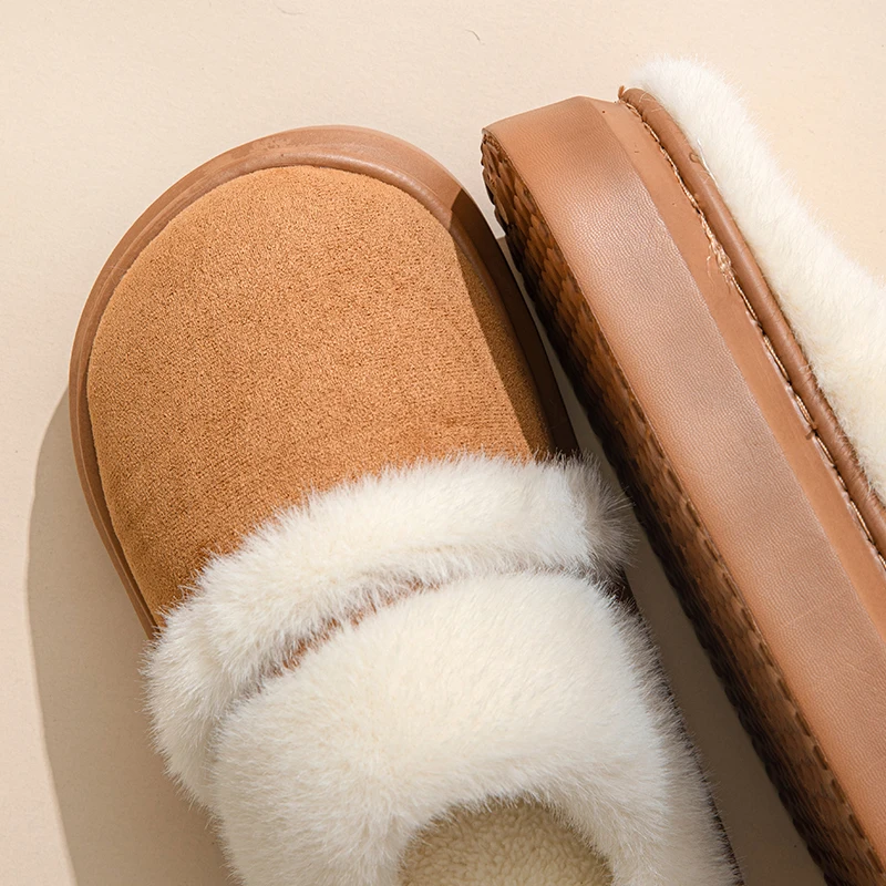 Vintage home cotton slippers Women's Winter Indoor warmth Thick soled plush slippers Fashion cotton slippers  thick-soled 4