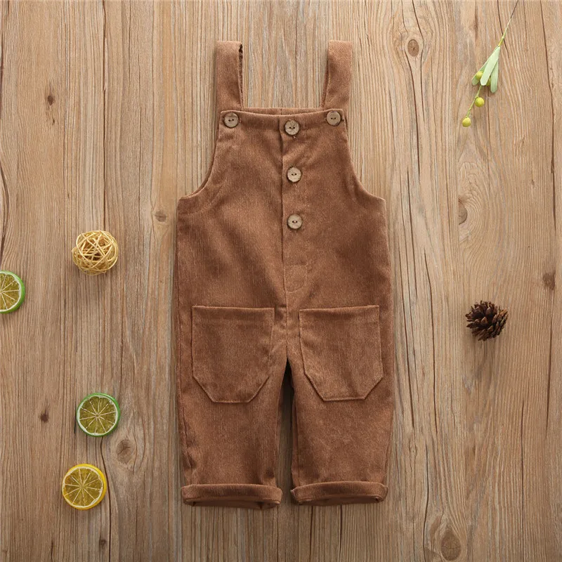 1-5years Unisex Baby Corduroy Suspender Rompers Adjustable Strap Pockets Overalls for Infant Boy And Girl Spring Autumn Jumpsuit children overalls pants kids outfits