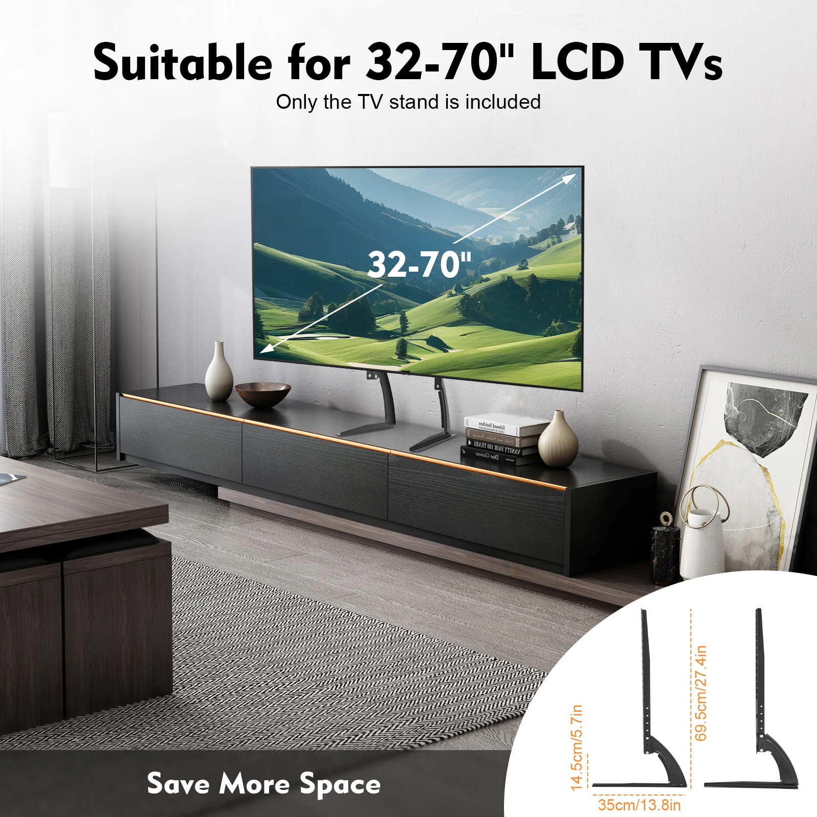 Support TV universel sur pied de table pour 32 à 70 pouces LCD/LED/Plasma réglable support d'écran TV universel pieds TV