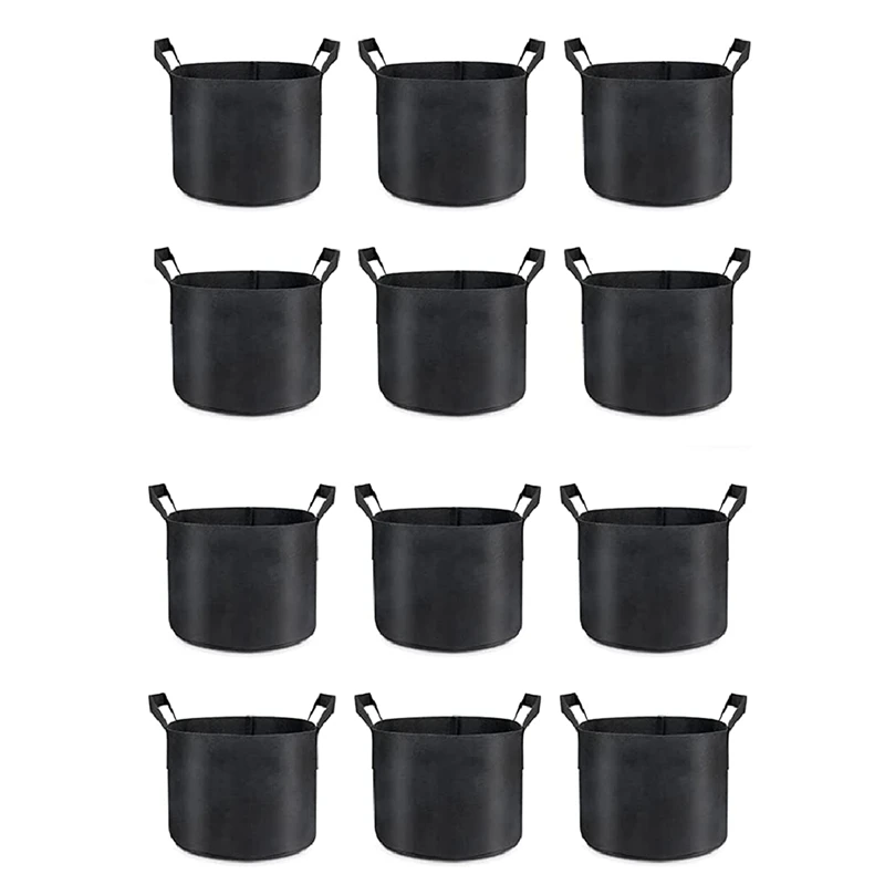 

12-Pack Grow Bags 5 Gallon, Thick Fabric Planter Bags For Vegetables, Sturdy Handles & Reinforced Stitching