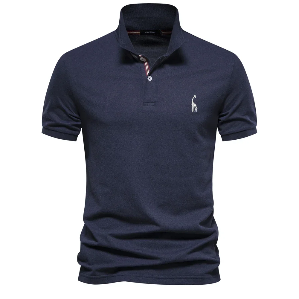 Men’s short sleeve casual polo top with solid color design