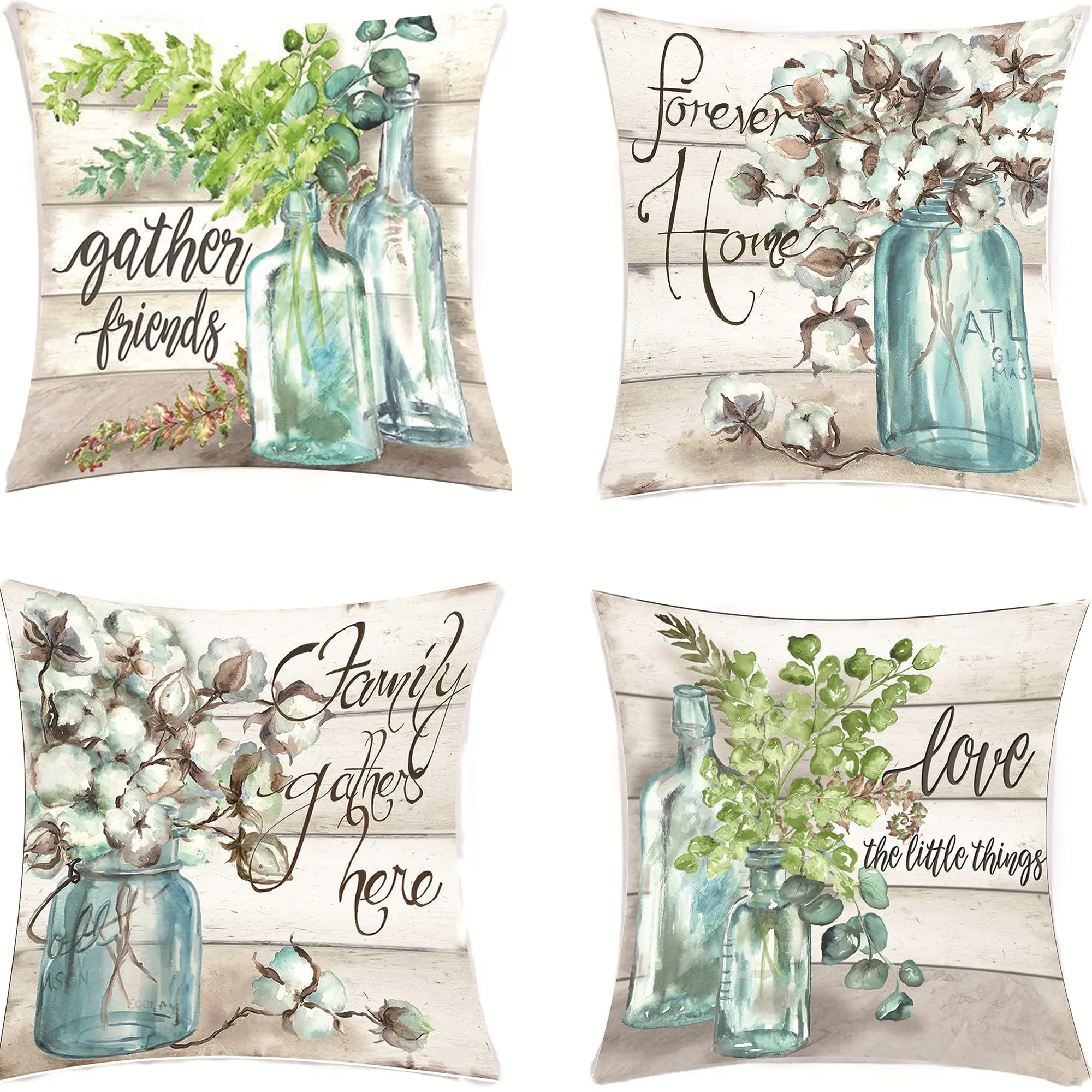 

Glass Vase Flower Arrangement Printed Linen Pillowcase Sofa Cushion Cover Home Decoration Can Be Customized for You