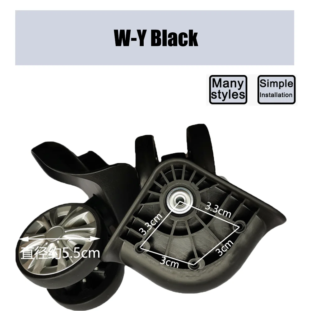 For Hongying W-Y Trolley Case Wheel Pulley Sliding Casters Universal Wheel Luggage Wheel Slient Wear-resistant Smooth Black
