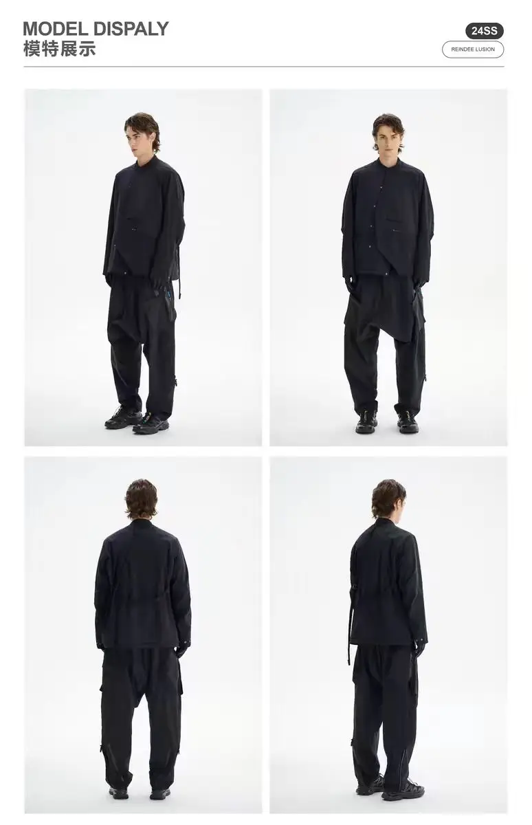 Reindee Lusion 24ss Functional low crotch pants two shape 3d cut multiple pockets integrated belt cd material techwear