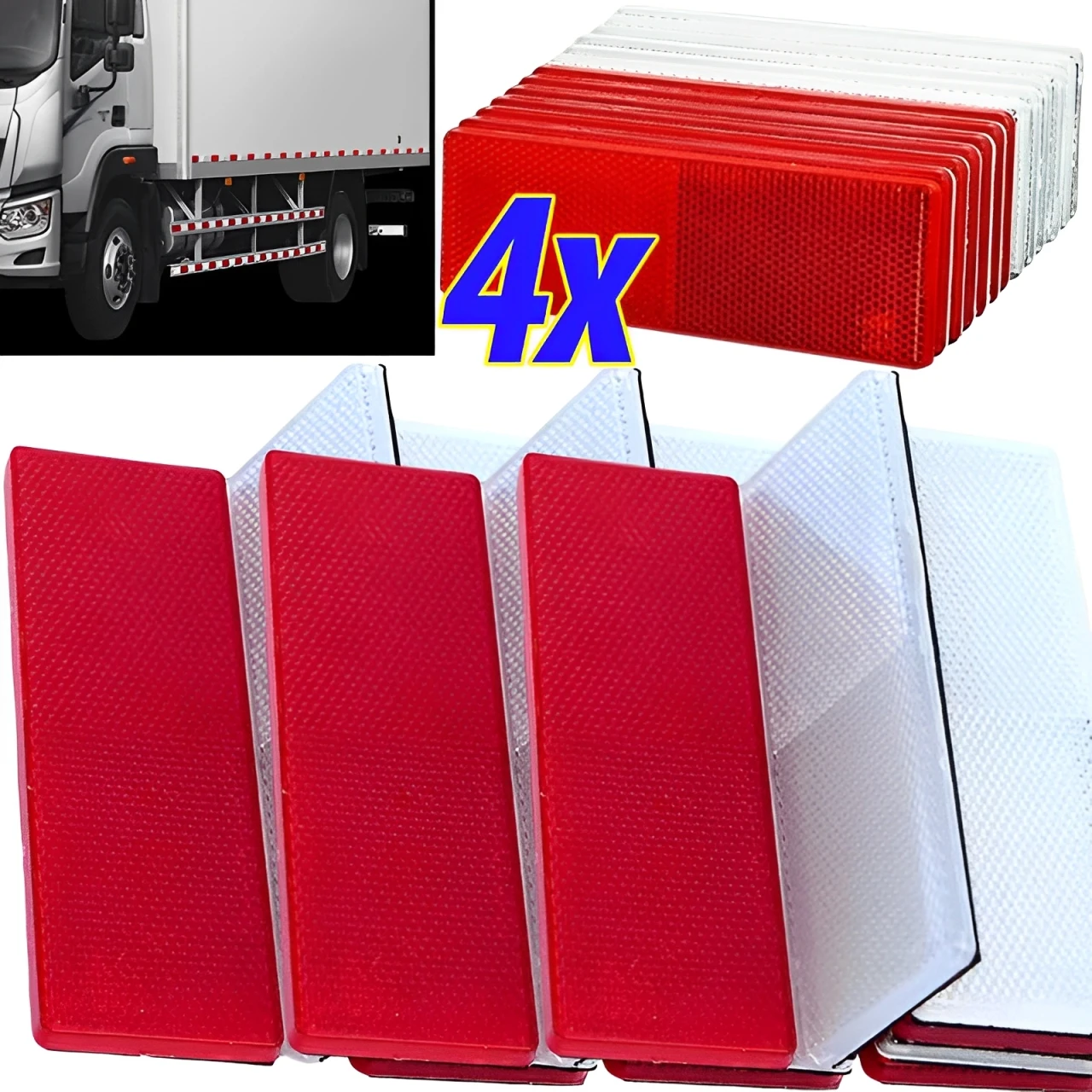 Truck trailer rectangle reflective tape stickers red white safety