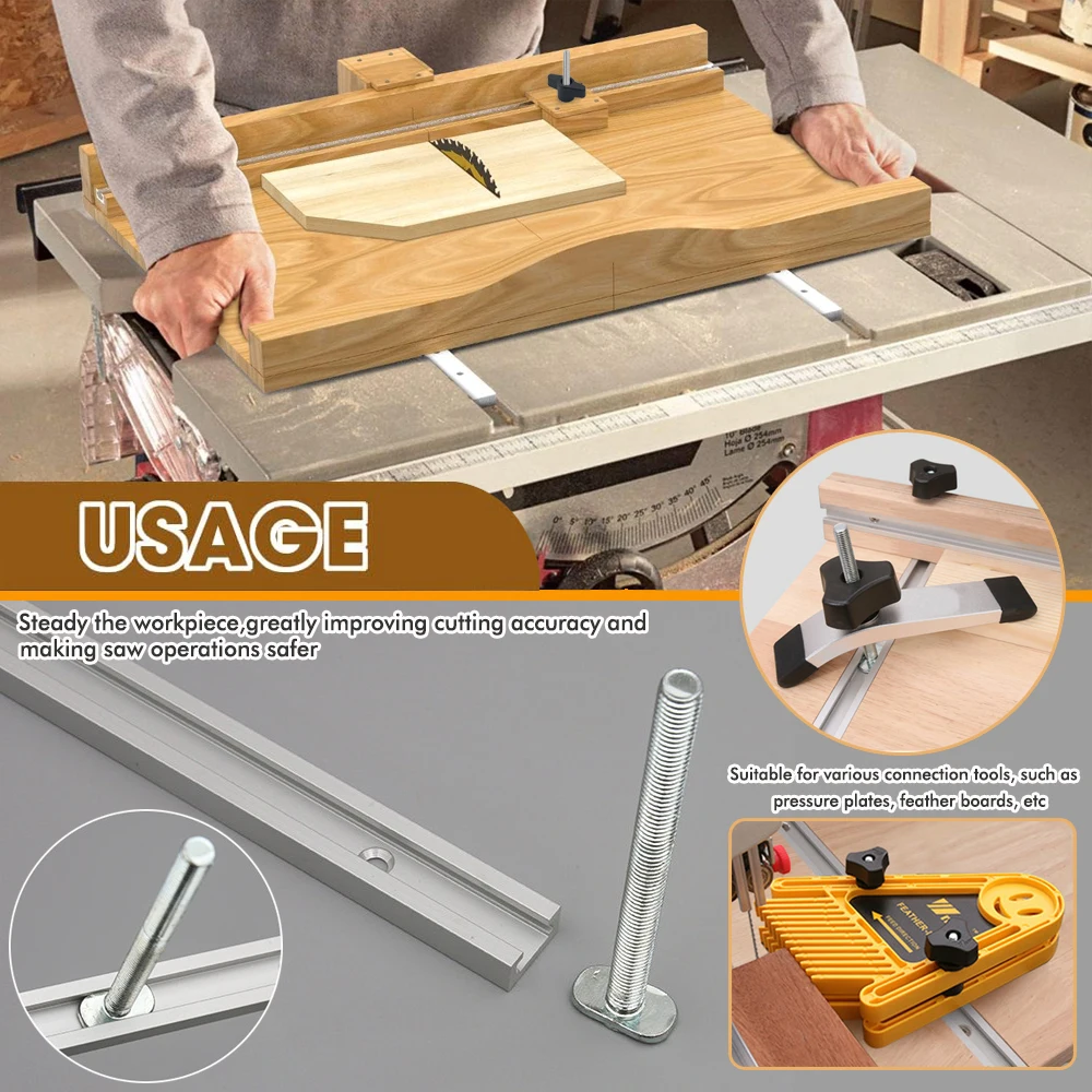 Woodworking 19# T-track Kit and Accessories Aluminum T-tracks Slot Miter Track for Router Table Workbench DIY Crosscut Sled Tool 3