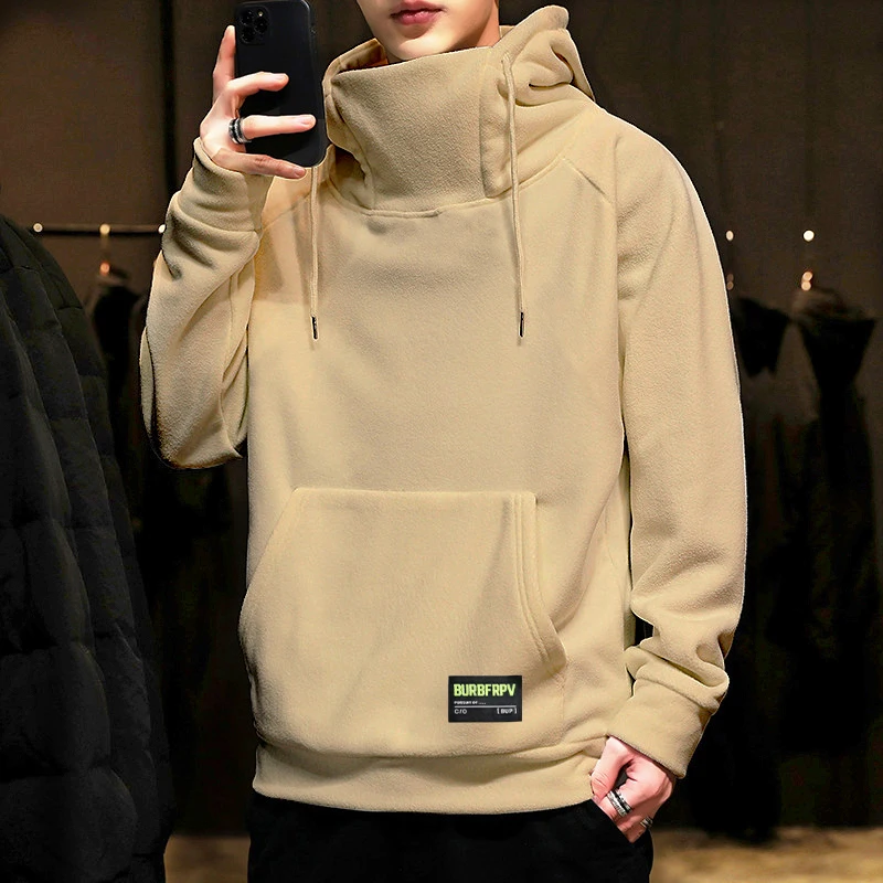 Hoodies Sweatshirt mens spring autumn new Fleece Hoodie Pure color hooded Sweatshirts Men\'s casual warmth Sweatshirt size M-5XL