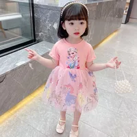 Nouvelles filles vêtements été manches volantes enfants robe fête bébé robes pour enfants vêtements congelés Elsa princesse robes 4