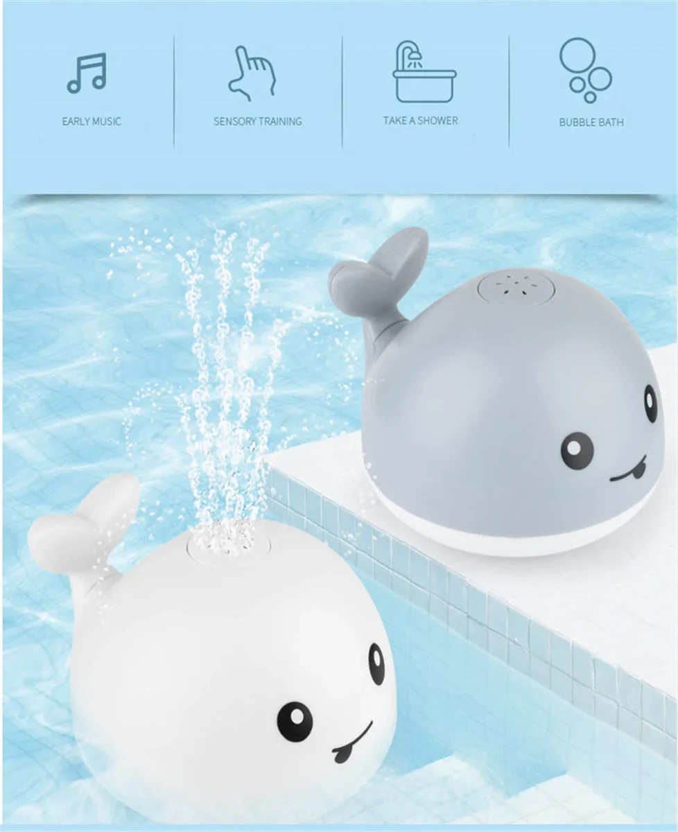 Waterproof Baby Bath Toys Whale Automatic Bathroom Toy Sprinkler Glowing LED Light toy,kids Infant Swim Pool Bathroom Toys Gifts — view 4