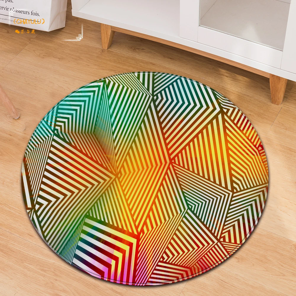 

Modern Round Carpet Computer Chair Cushion Children's Room 3D Printing Floor Bedside Cushion Living Room Decoration Floor Mat