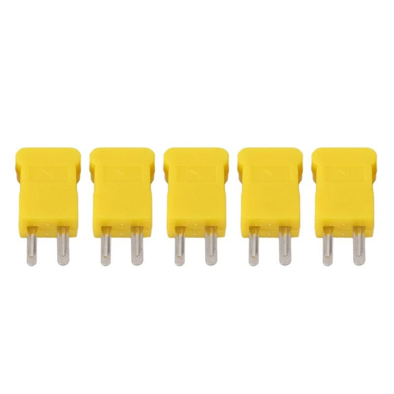 Promotion! 5 Pcs Yellow Plastic Case Flat Male 2-Pin K Type Thermocouple Wire Connector |