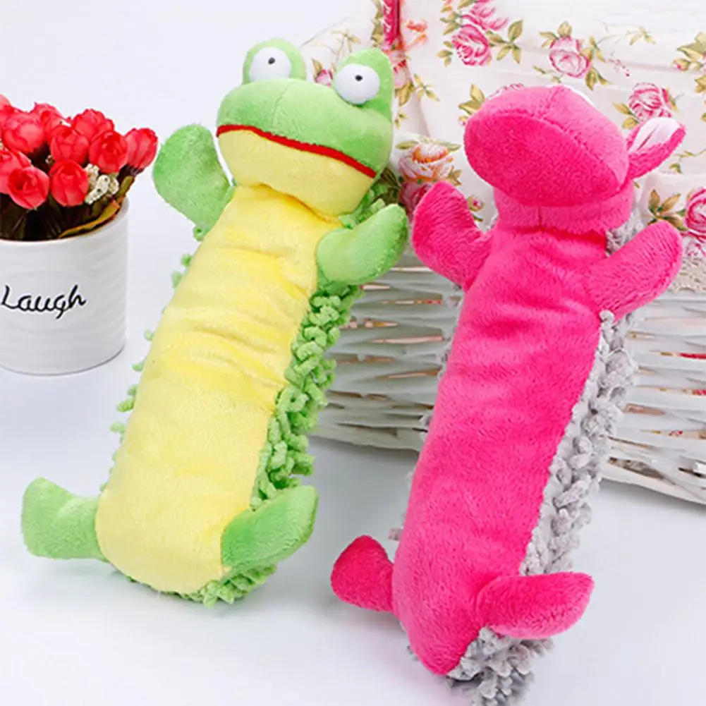 Frog Design Dog Toy Soft Plush Dog Chewing Toy for Teeth Bite-resistant Frog Hippo Shape Pet Supplies Molar Chew Toy for Dogs