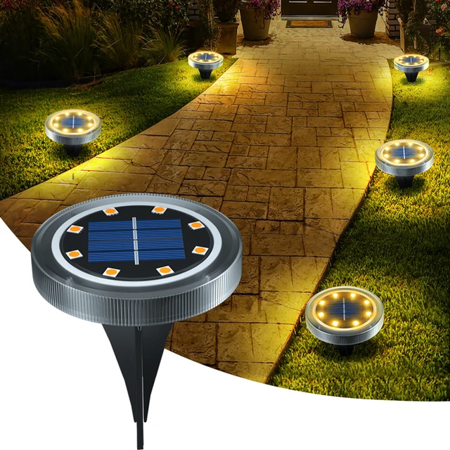 Solar Powered Ground Lights IP65 Waterproof Outdoor LED Disk Lights for Garden Non-Slip Landscape Path Lighting for Patio Lawn 1