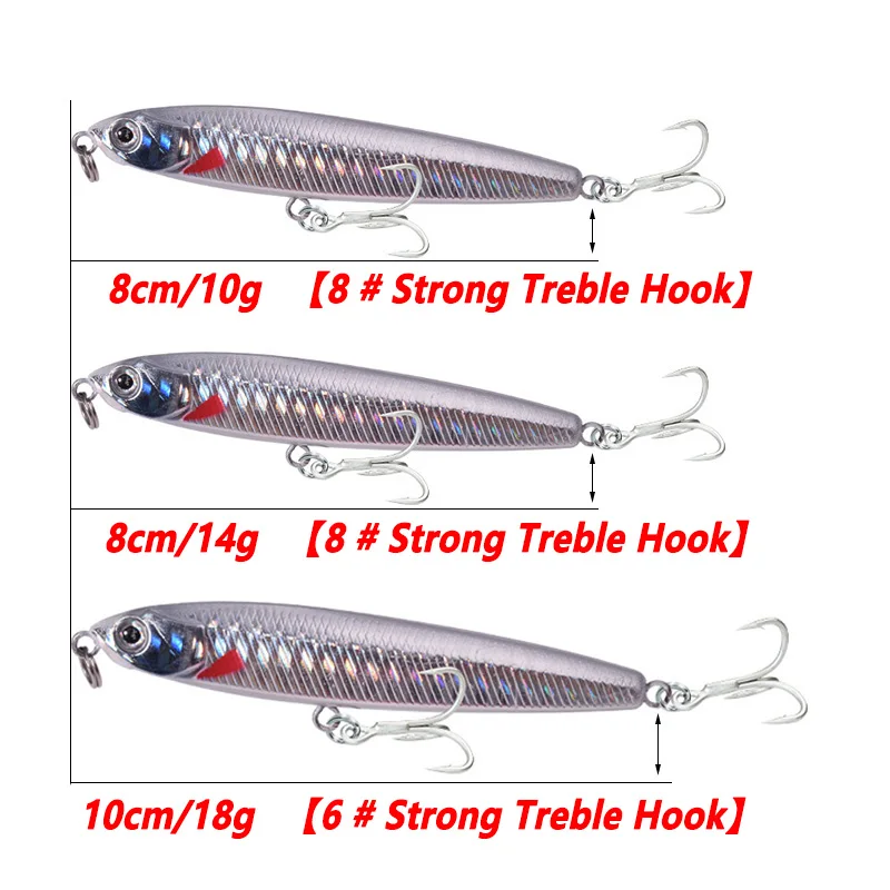 1 Pcs Sinking Pencil Fishing Lure 10g 14g 18g Long Casting Vibration Minnow Wobblers Tackle Artificial Bait for Pike Bass Trout