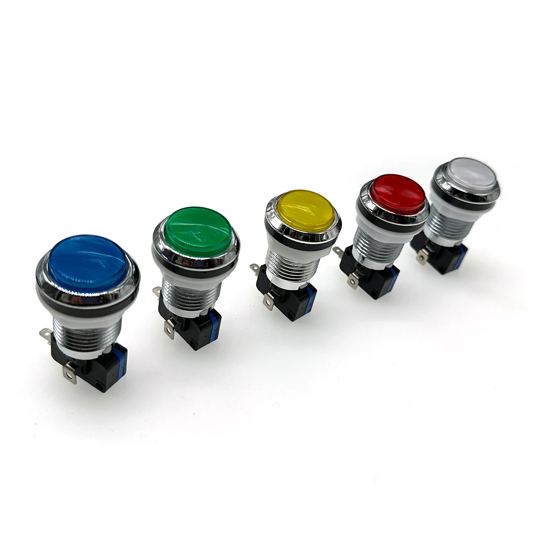 10Pc Led Arcade Joystick Switch Pulsante Cromato Illuminato Microinterruttore 5V/12V 32Mm Pulsante Console Di Gioco Parte Di Gioco