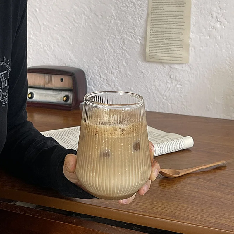 Heat Resistant Glass Cup Feng ui Milk Coffee Soda Drink Restaurant Cold Beverage 500ml Nordic Sle round ape Commercial Use