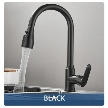 Rubinetto da cucina Beccuccio estraibile monoforo Miscelatore lavello da cucina Rubinetto flusso Testa di spruzzo Pistola Rubinetto miscelatore grigio/nero 1