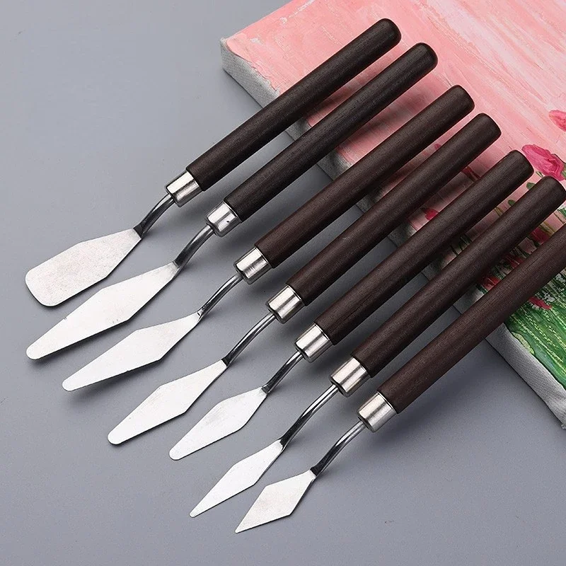 Oil Painting Knife 7Pcs/Set Stainless Steel Artist Crafts Spatula Palette Knife Mixing Knife Scraper Art Tools