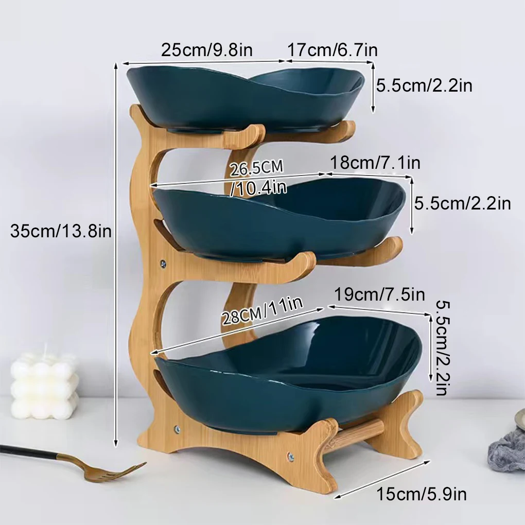 Three-tier Fruit Bowl For Large Ceramic Fruit Ceramic For Bowl Tiered Basket Detachable Trays