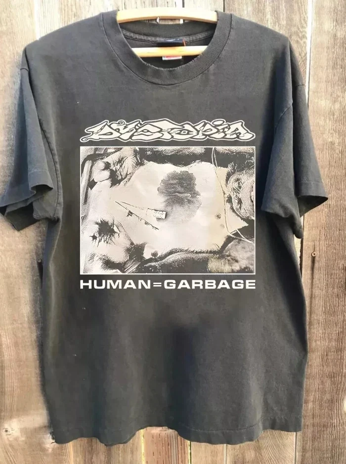 Dystopia Human Garbage Crust Punk Album T-Shirt Unisex Paar-Ganzjahres-T-Shirt Grafik-T-Shirts Vintage Harajuku T-Shirt