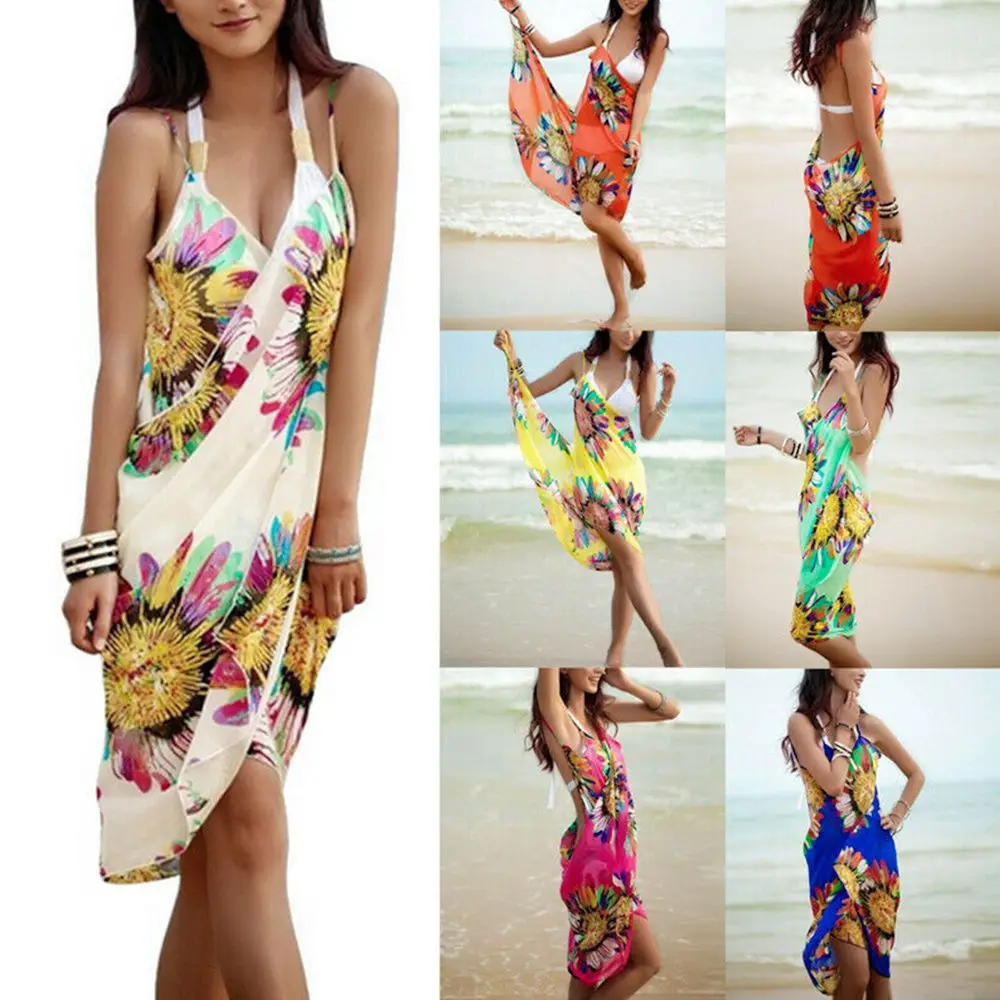 Summer Beach Suspenders Swimsuit Bikini Cover Up Swimsuit Dress Backless Skirt 1