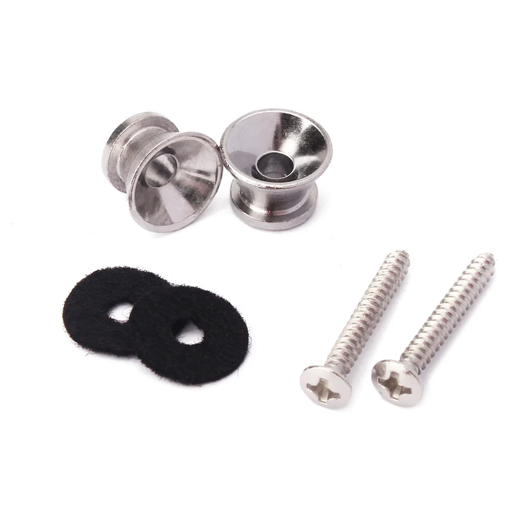 2Pcs Metal Strap Locks Durable Guitar Parts Accessories Electric Bass Acoustic Instruments Solid Steel Hardware Mounting Screws