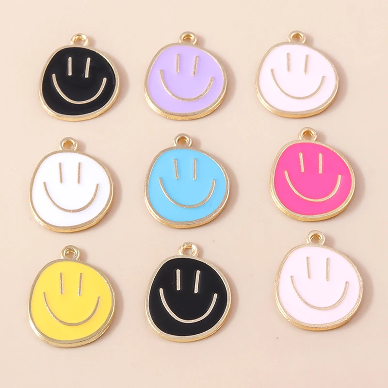 

10pcs Irregular Round Smile Face Charms Smile Pendant for Bracelets Necklaces DIY Jewelry Making