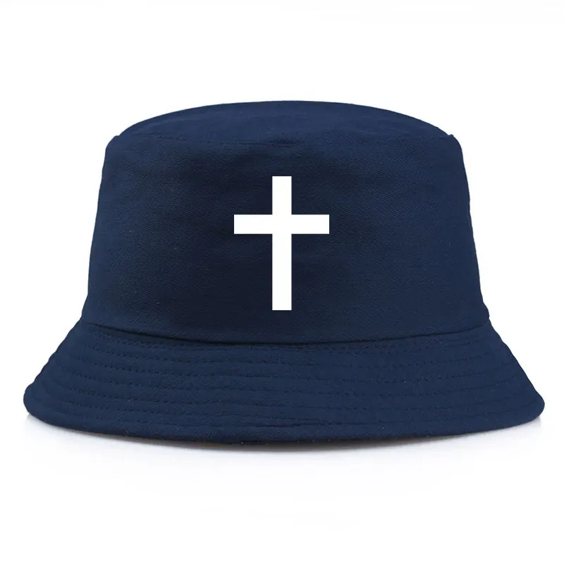 

Cross Symbol Cotton Bucket Hats Adult Casual Reversible Panama Hat Unisex Autumn Travel Solid Fisherman Cap Winter Bonnet Hommes