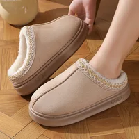 New Fashion Fluffy Platform Slippers for Women 2025 Winter Plush Warm Cotton Shoes Woman Comfort Non Slip Unisex Home Slippers 4