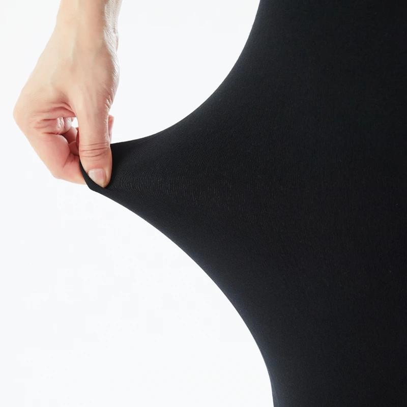 AEBMNHD Womens Opaque High Waist Leggings Fleece Lining Tummy Control Footless Tights Winter Warm Long Polyester Pants Black