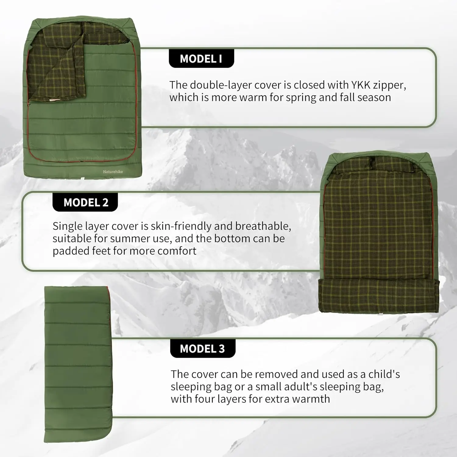 0 Degree Flannel Two Person Sleeping Bag with Pillows for Adults, Couples & Family, Doublewide Double Sleeping Bag 2 Person for